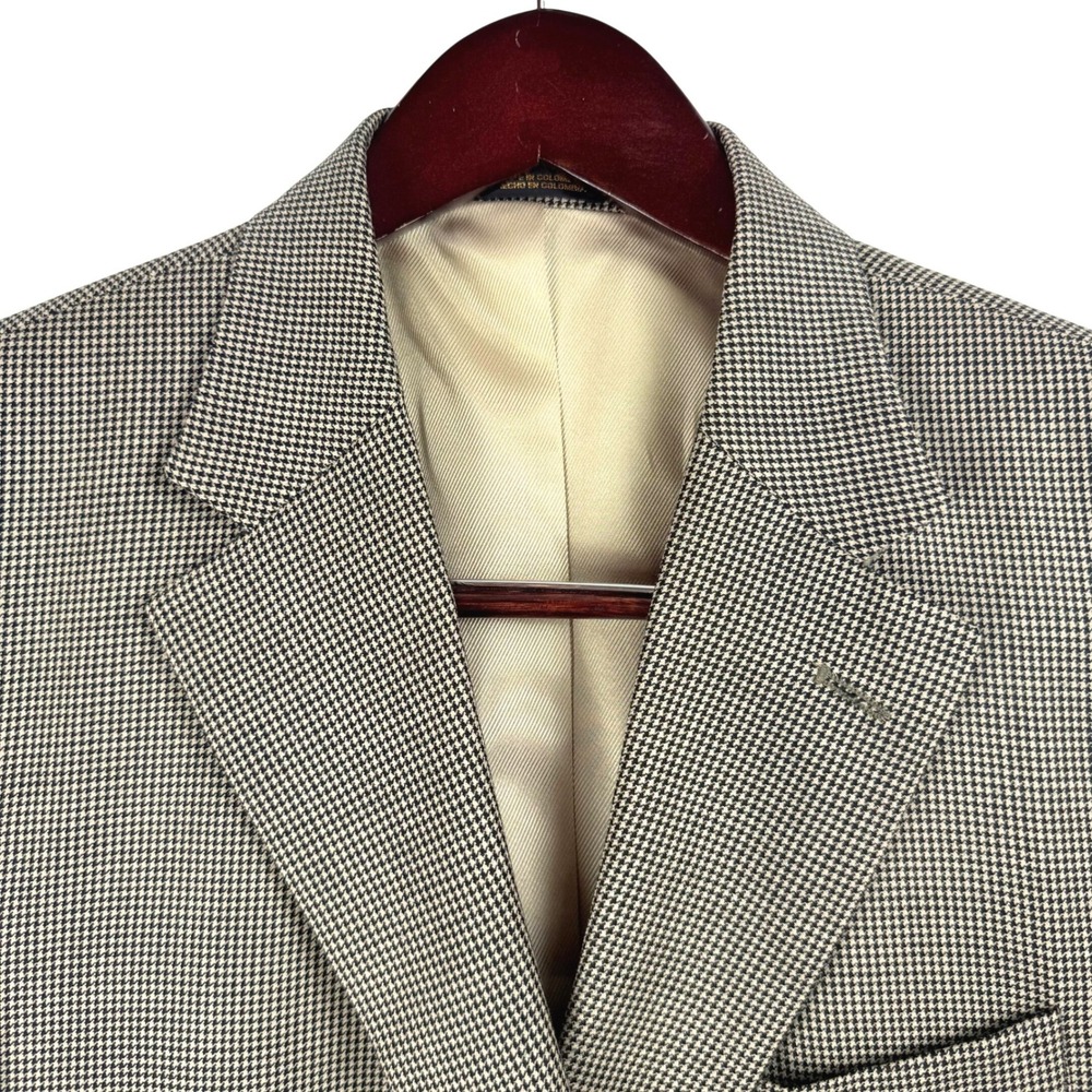 Mens Houndstooth Blazer Sport Coat Jacket Lined Pockets Button Front